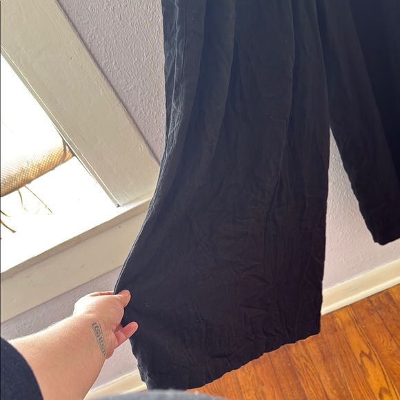 Linen Black Palazzo Wide Leg Pants - Picture 3 of 10